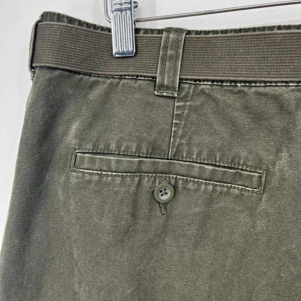 Nautica Cargo Pants Men's Size‎ 32 Olive Green Belted Cotton Pockets Vtg 90s